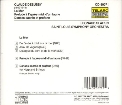 Leonard Slatkin 드뷔시: 바다, 목신의 오후 전주곡, 신성한 무곡과 세속적 무곡 - 레너드 슬래트킨 (Debussy: La Mer, Prelude a l'Apres-Midi d'un Faune, Danses Sacree et Profane)