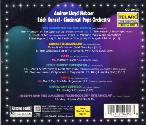 Erich Kunzel 앤드류 로이드 웨버: 오페라의 유령, 캣츠, 에비타 등 뮤지컬 음악 (Andrew Lloyd Webber: Phantom of the Opera, Cats, Jesus Christ Superstar, Evita Etc.)