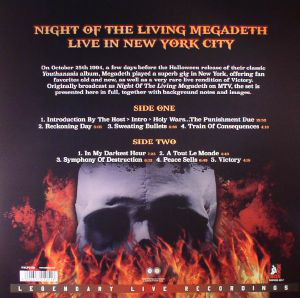 Megadeath (메가데스) - Night Of The Living Megadeth: Live In New York City (1994년 MTV 라이브 실황) [레드 컬러 LP]