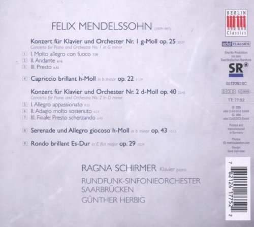 Ragna Schirmer 멘델스존: 피아노 협주곡 (Mendelssohn: Piano Concertos)