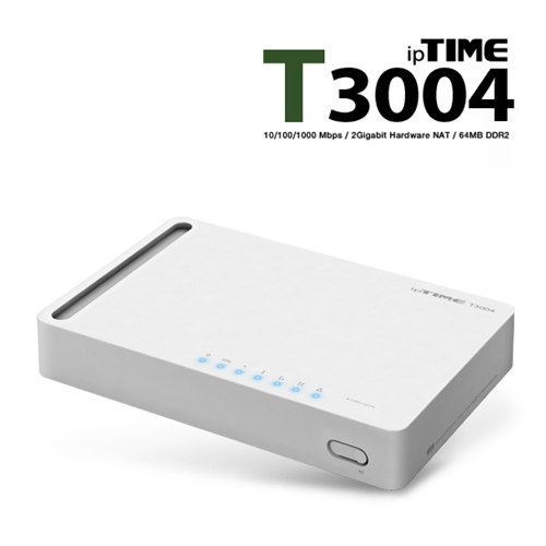 ipTIME 4포트(기가비트) 유선공유기 T3004 (1000Mbps / 64MB메모리 / VPN서버 / 점보프레임 12KByte지원)