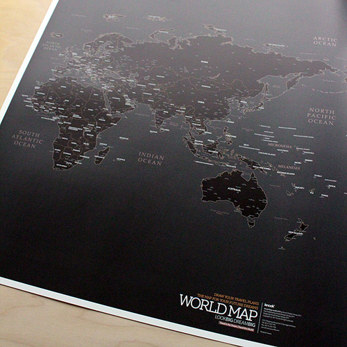 [knock] 블랙 세계지도 - WORLD MAP (ver.BLACK) :여행계획 필수품