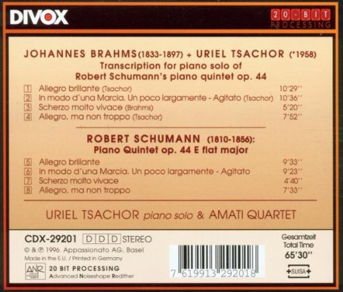 Amati Quartet 슈만: 피아노 5중주 (Schumann: Piano Quintet Op.44 / Brahms-Schumann : Piano Quintet Op.44 [Transcription For Piano Solo]) 