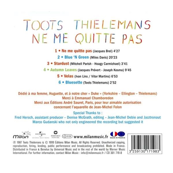 Toots Thielemans (투츠 틸레망) - Ne Me Quitte Pas