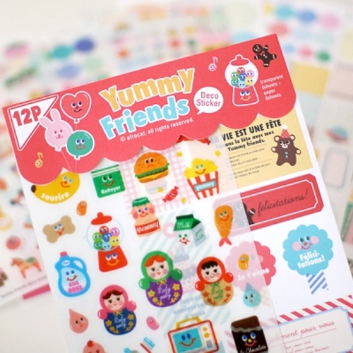 [하이모리] 아프로캣 / Yummy Friends Deco Sticker [ 스티커 / 데코 스티커 ]