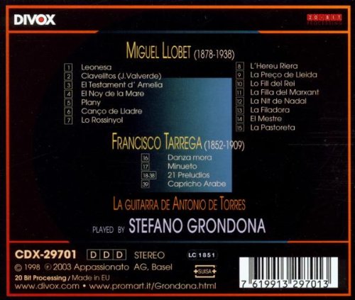 Stefano Grondona 타레가와 로베트의 기타 작품집 (M.LlobetㆍF.Tarrega: La Guitarra De Torres)