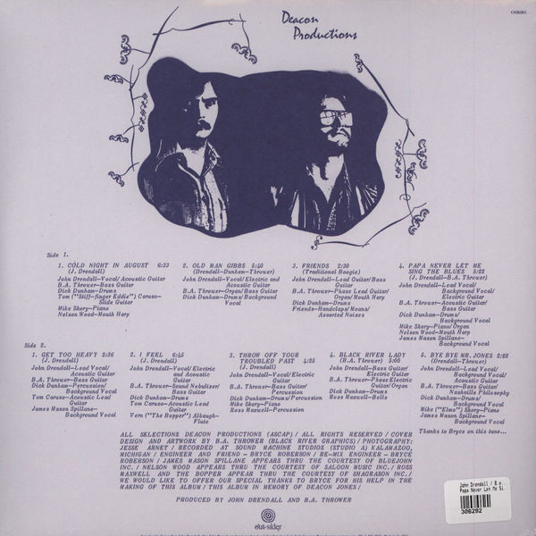 John Drendall & B.A. Thrower & Friends - Papa Never Let Me Sing The Blues [LP]