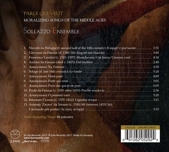 Sollazzo Ensemble 중세의 노래 (Parle Qui Veut - Moralizing Songs of the Middle Ages)