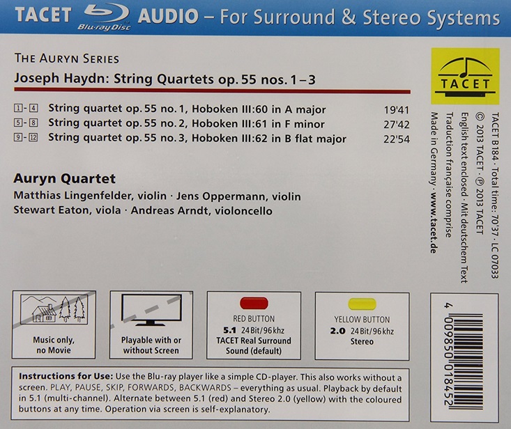 Auryn Quartet 아우린 사중주단 - 하이든: 현악 사중주 45-47번 '토스트' (Haydn: String Quartets Op.55 Nos.1-3 'Tost')