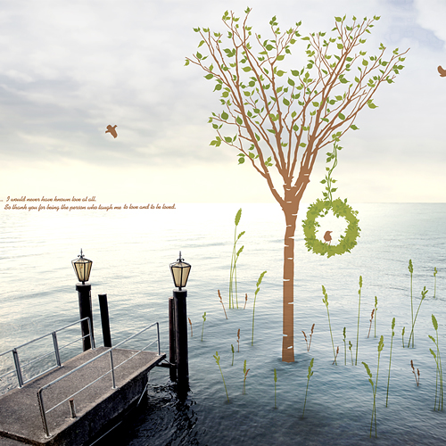 행복나무 (반제품B타입) 그래픽스티커 식물 포인트 시트지
