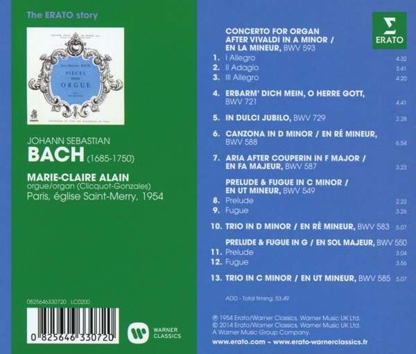Marie-Claire Alain 바흐: 오르간 작품집 - 마리 클레르 알랭 (Bach: Organ Pieces)
