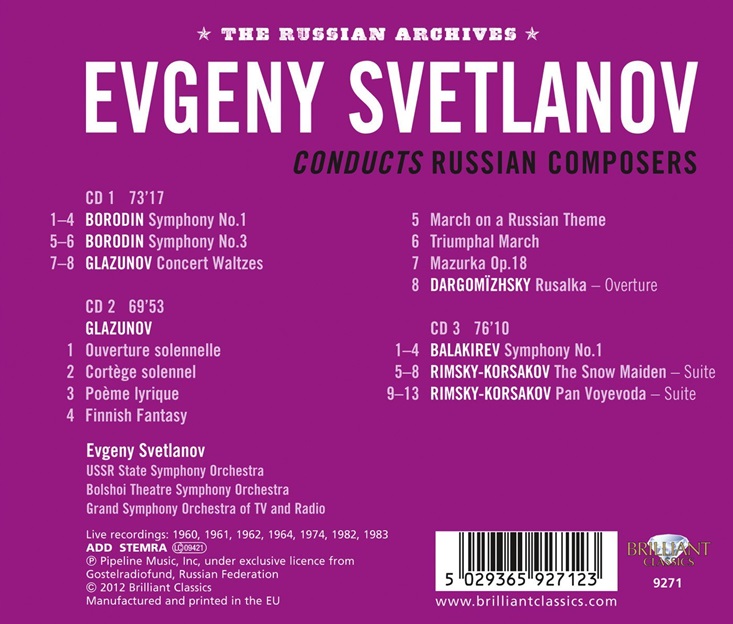 Evgeny Svetlanov 예프게니 스베틀라노프가 지휘하는 러시아 작곡가 - 보로딘 / 글라주노프 / 발라키레프 (Conducts Russain Composers - Borodin / Glazunov / Balakirev)