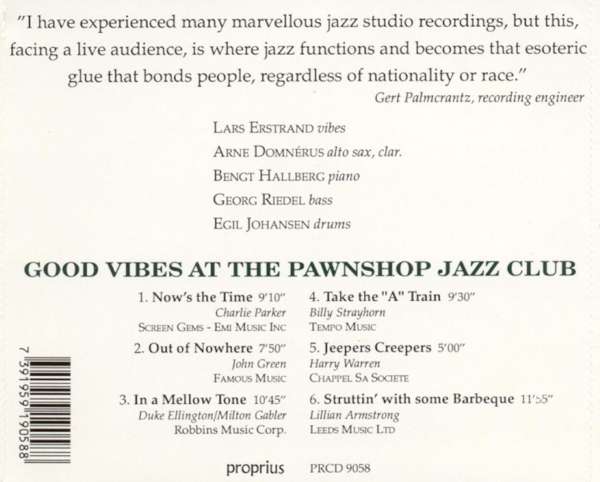 Arne Domnerus (아르네 돔네러스) - Jazz At The Pawnshop Vol.3 - Good Vibes 재즈 앳 더 펀샵 3집