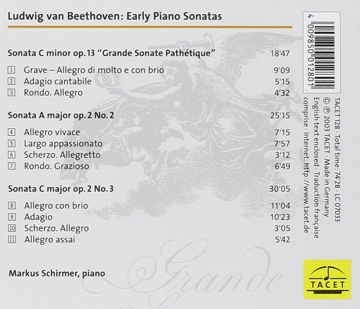 Markus Schirmer 베토벤: 초기 피아노 소나타 1번, 2번, 8번 '비창' (Beethoven: Early Sonatas Op.13 'Pathetique', Op.2 Nos.2 & 3)