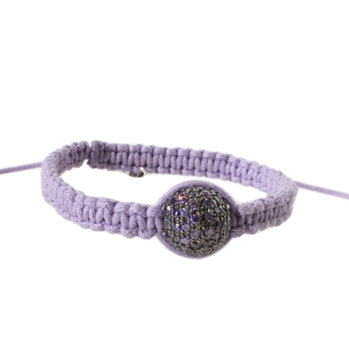 Pave lilac diamond ball macrame