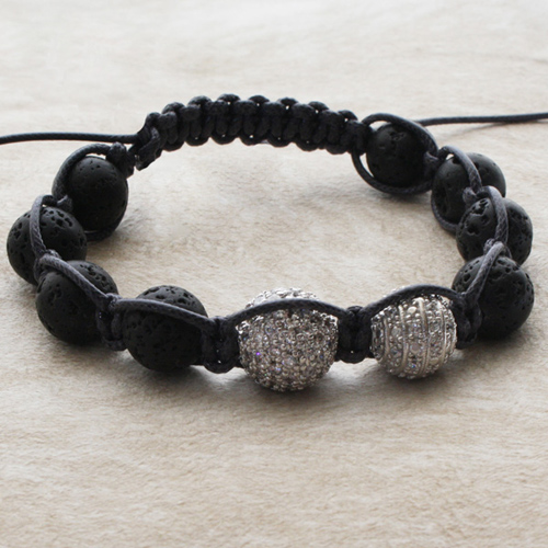 Basalt macrame bangle