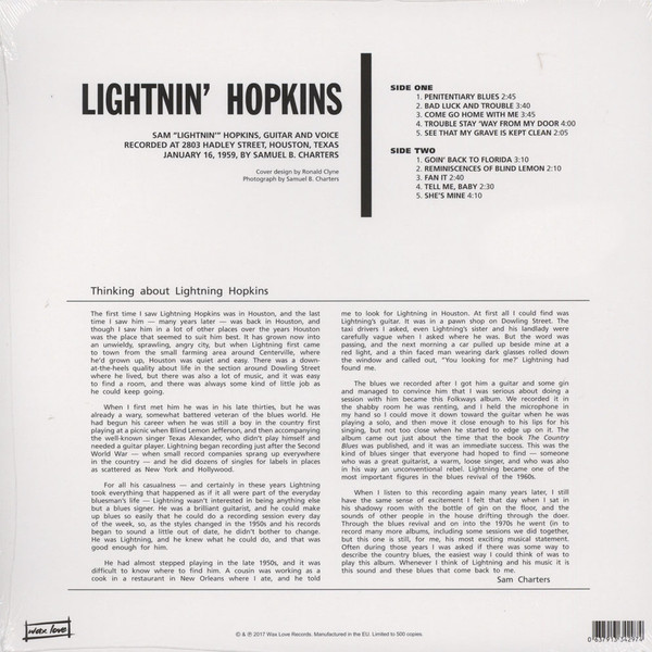 Lightnin’ Hopkins (라이트닝 홉킨스) - Lightnin’ Hopkins [Limited Edition LP]