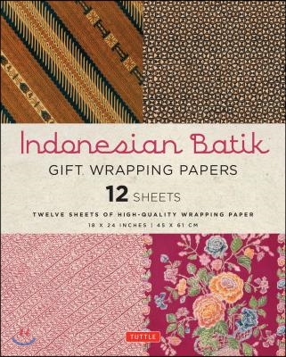 Indonesian Batik Gift Wrapping Papers - 12 Sheets: 18 X 24 Inch (45 X 61 CM) Wrapping Paper