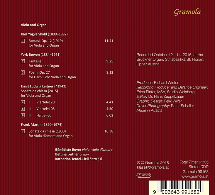Benedicte Royer 비올라와 오르간 - 요크 보웬 / 프랑크 마르탱 / 라이트너 외 (Viola And Organ)