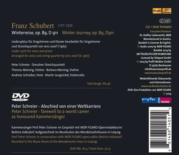Peter Schreier 슈베르트: '겨울나그네' D.911 - 페터 슈라이어 (현악4중주 반주 편곡판) (Schubert: Winterreise, Op. 89)