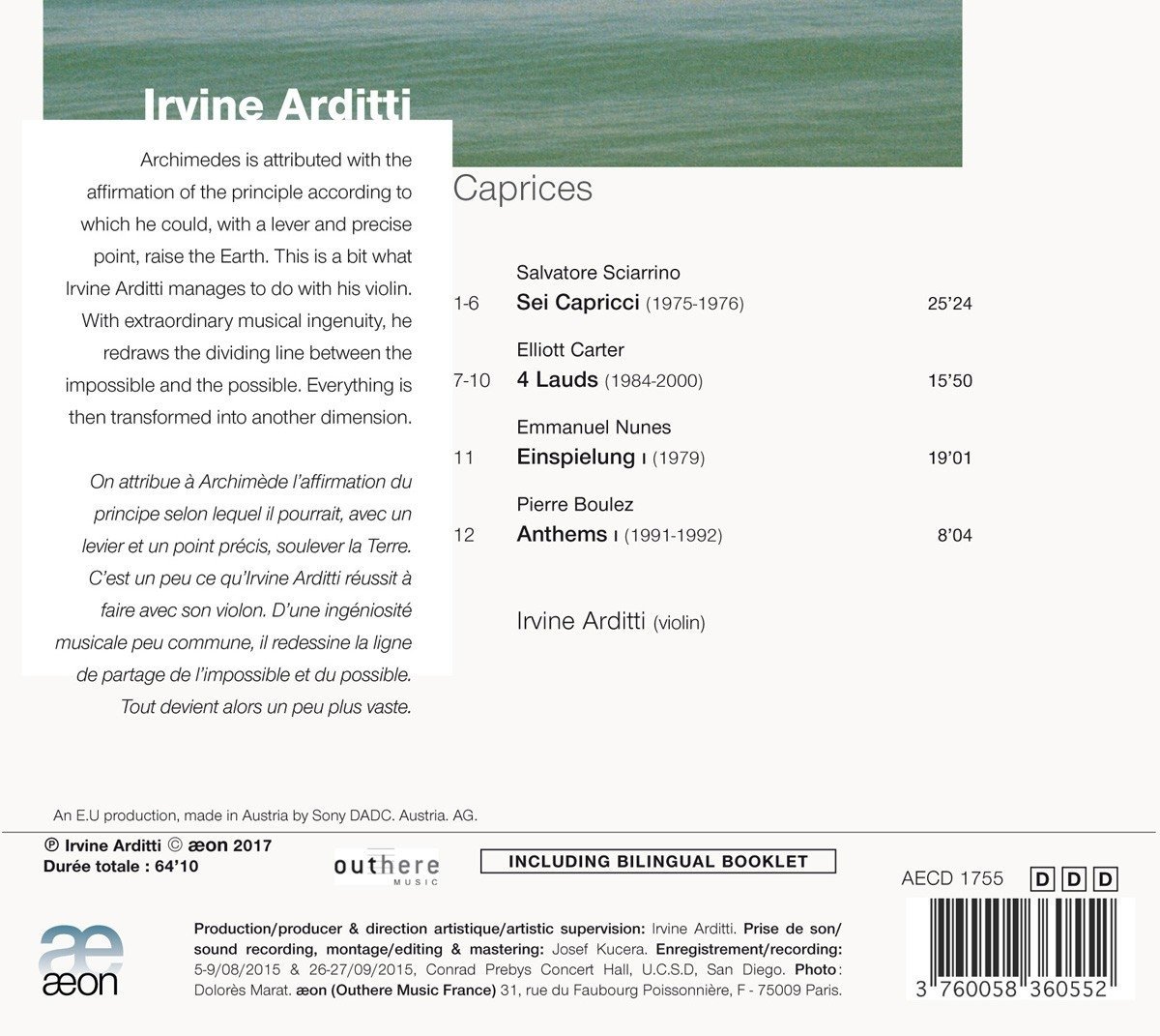 Irvine Arditti 어빈 아르디티 - 20세기 비르투오소 바이올린 독주 작품집 (Caprices)