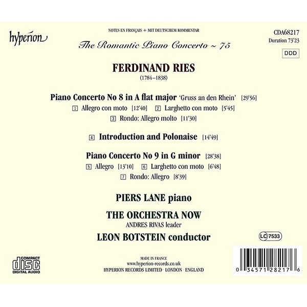 낭만주의 피아노 협주곡 75집 - 페르디난트 리스: 피아노 협주곡 8, 9번 (The Romantic Piano Concerto Vol.75 - Ferdinand Ries)