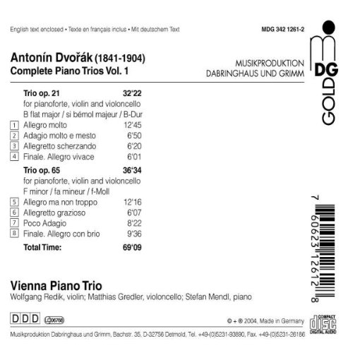 Vienna Piano Trio 드보르작: 피아노 삼중주 1집 (Dvorak: Piano Trios Vol.1 Op. 21 & 65)