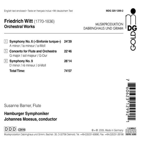 Johannes Moesus 비트: 관현악 작품집 - 교향곡 6 & 9번 / 플루트 협주곡 (Witt: Orchestral Works - Symphonies No. 6 & 9 / Flute Concerto G Major)