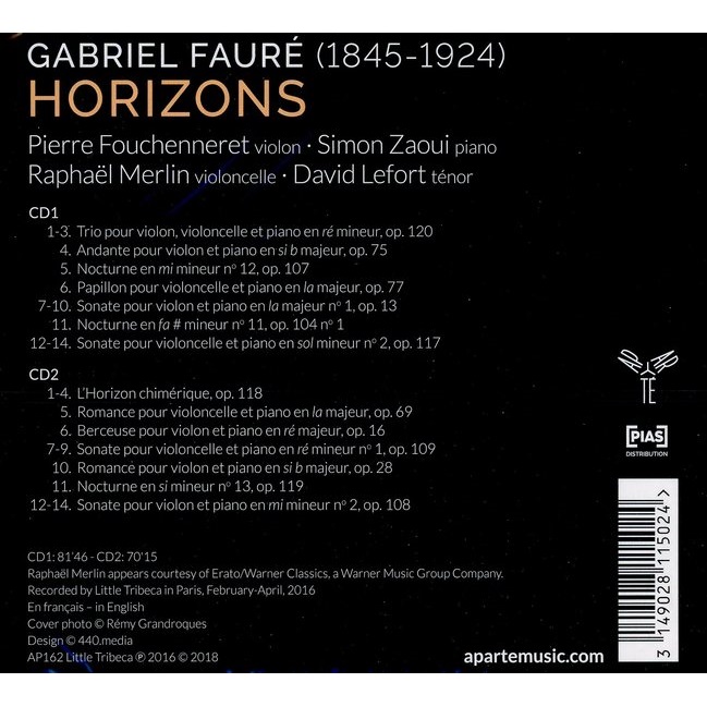 Pierre Fouchenneret / Simon Zaoui 포레: 실내악, 가곡 작품집 (Faure: Horizons)