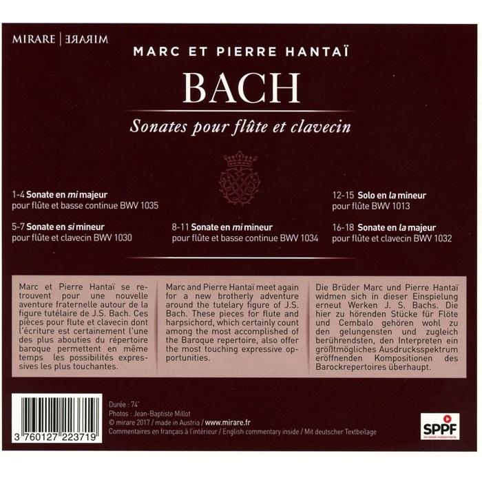 Marc Hantai / Pierre Hantai 바흐: 플루트와 클라브생을 위한 소나타 작품집 (Bach: Sonates pour flute et clavecin)