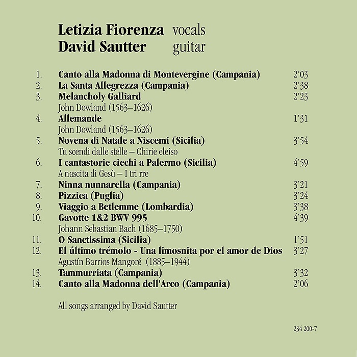 Letizia Fiorenza / David Sautter 노래의 부두 - 신성한 환희  (I Cantimbanchi - La Santa Allegrezza)
