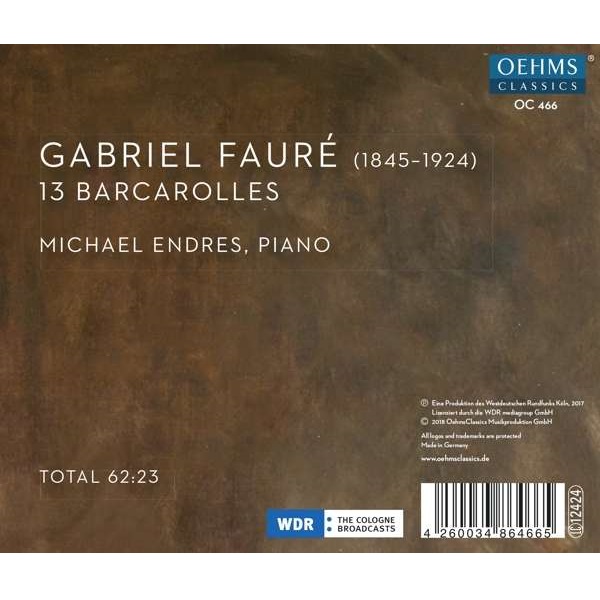 Michael Endres 포레: 13개의 뱃노래 전곡 (Faure: Barcarolles Nos. 1-13)