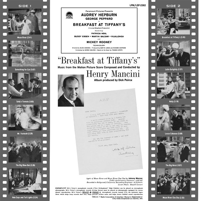 티파니에서 아침을 영화음악 (Breakfast At Tiffany OST by Henry Mancini 헨리 맨시니) [LP]