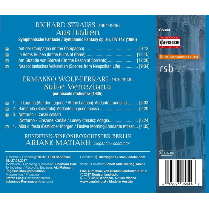 Ariane Matiakh R. 슈트라우스: 이탈리아로부터 / 볼프-페라리: 베네치아나 모음곡 (R. Strauss: Aus Italien / Wolf-Ferrari: Suite Veneziana)