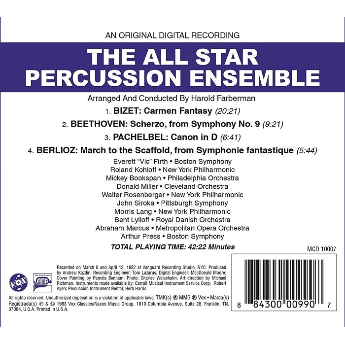 Harold Farberman 비제: 카르멘 환상곡 / 파헬벨: 캐논 / 베토벤: 교향곡 9번 중 '스케르초' / 베를리오즈: 교수대로의 행진 [타악기 편곡반] (The All Star Percussion Ensemble)