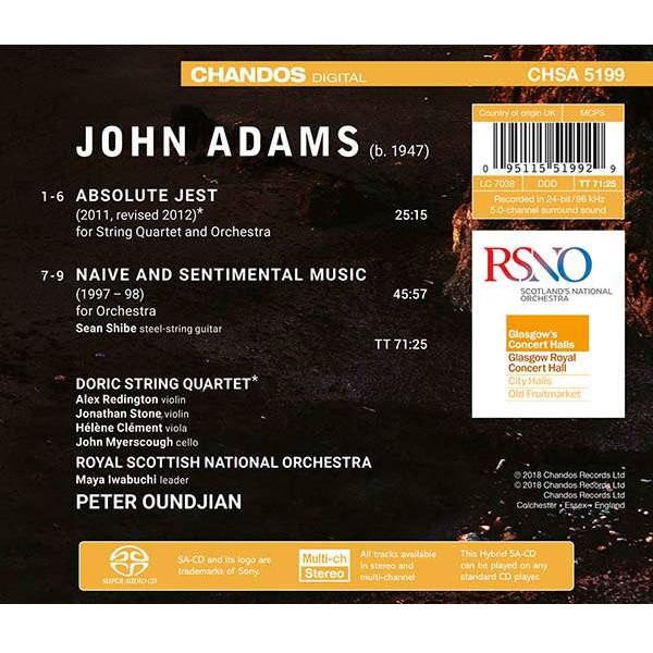 Peter Oundjian 존 아담스: 나이브 앤 센티멘털 뮤직, 앱솔루트 제스트 (John Adams: Naive and Sentimental Music, Absolute Jest)