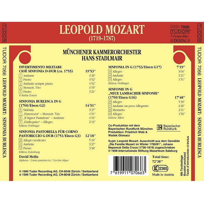 Hans Stadlmair 레오폴드 모차르트: 신포니아 외 (Leopold Mozart: Sinfonias)