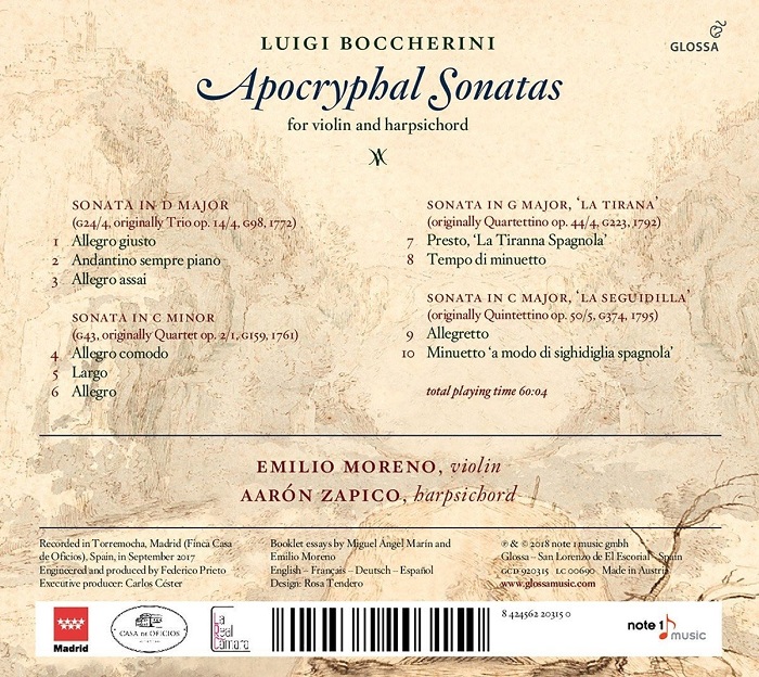 Emilio Moreno 보케리니: 바이올린 편곡 소나타 작품집 (Boccherini: Apocryphal Sonatas)