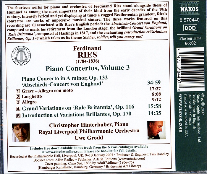 Christopher Hinterhuber 리스: 피아노 협주곡 3집 (Ries: Piano Concerto No. 7, Op. 132, "Farewell to London")