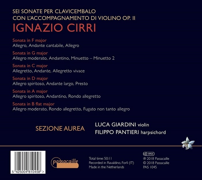 Luca Giardini / Filippo Pantieri 이그나치오 치리: 바이올린 소나타 (Ignazio Cirri: Six Sonatas Op. 2)