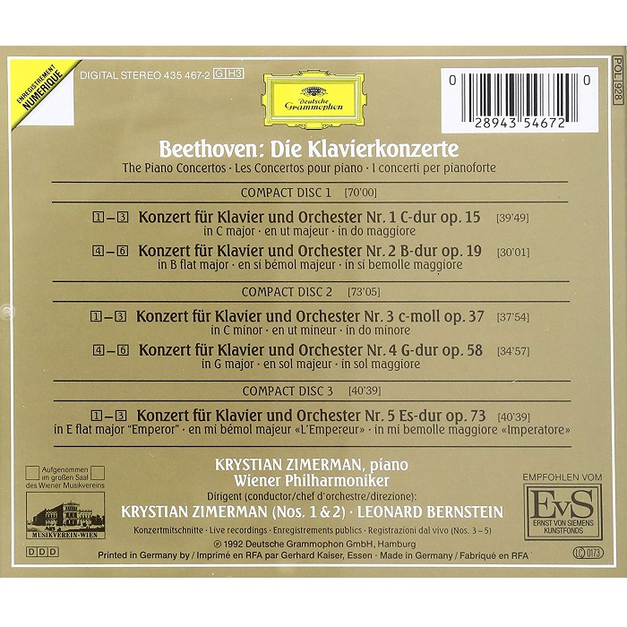 Krystian Zimerman 베토벤: 피아노 협주곡 전곡집 (Beethoven: Complete Piano Concertos) 침메르만, 번스타인