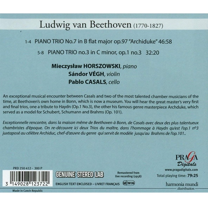 Sandor Vegh 베토벤: 피아노 삼중주 Op. 1 &  Op. 97 ‘대공’ (Beethoven: Piano Trios Op. 1/3 , Op. 97 'Archduke')