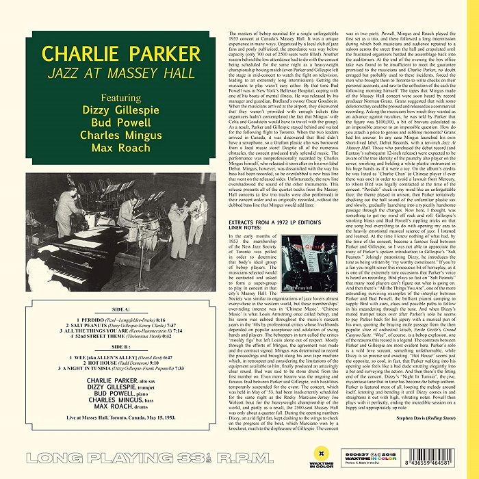 Charlie Parker Quintet - Jazz At Massey Hall [옐로우 컬러 LP] 
