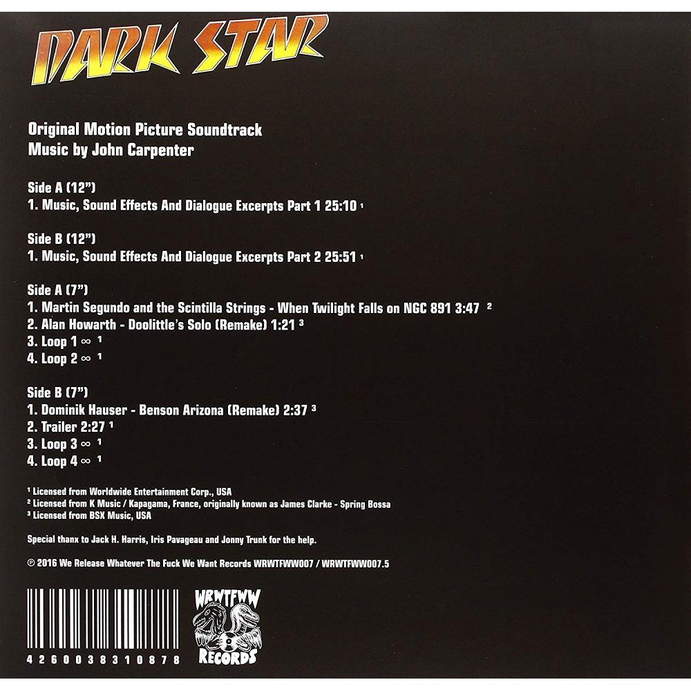 다크 스타 영화음악 (Dark Star OST by John Carpenter) [2 LP + 7" single]