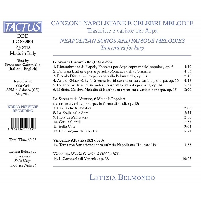 Letizia Belmondo 나폴리의 노래와 유명한 선율로 만든 작품집 [하프 편곡반] (Neapolitan songs and famous melodies)