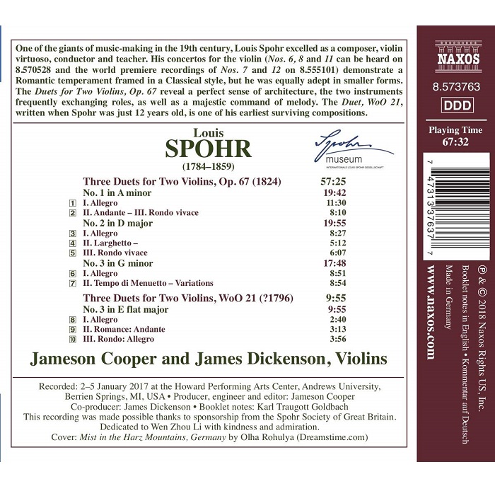 Jameson Cooper / James Dickenson 슈포어: 바이올린 이중주 1집 (Spohr: Violin Duets, Vol. 1)
