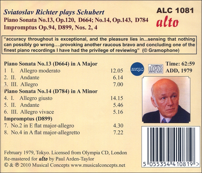 Sviatoslav Richter 슈베르트: 피아노 소나타 13, 14번 즉흥곡 (Schubert: Piano Sonatas D664, D784, D899)