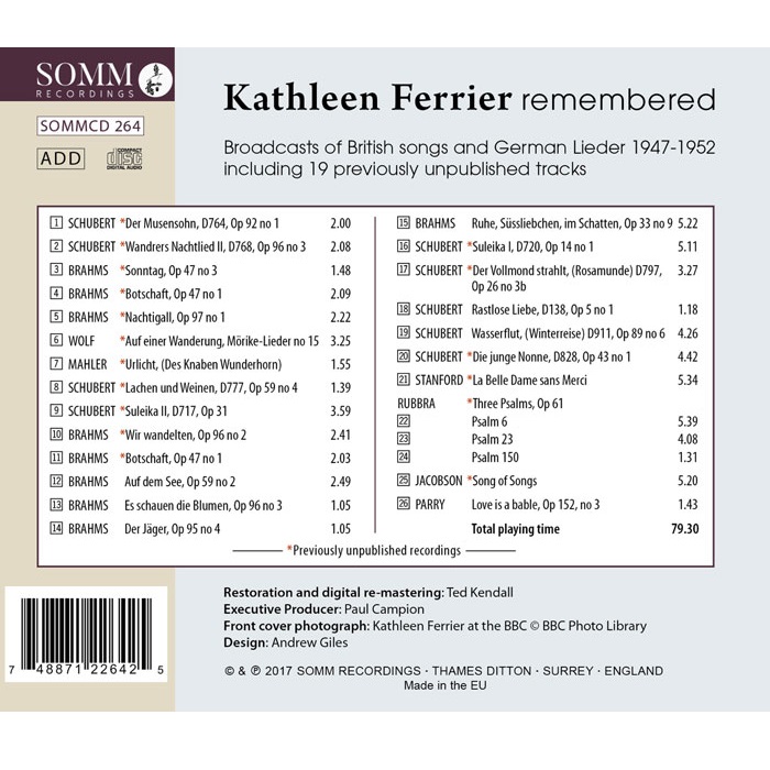 캐슬린 페리어 미공개 녹음집 (Kathleen Ferrier remembered)