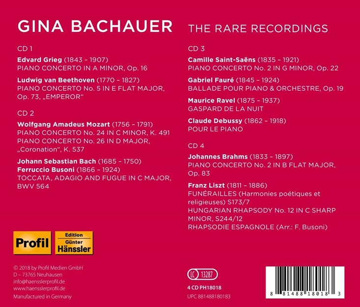 Gina Bachauer 지나 바카우어 초기 녹음집 (The Rare Recordings)