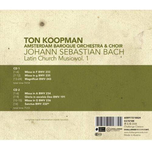 Ton Koopman 바흐: 라틴어 교회음악 1집 (Bach: Latin Church Music Vol.1)